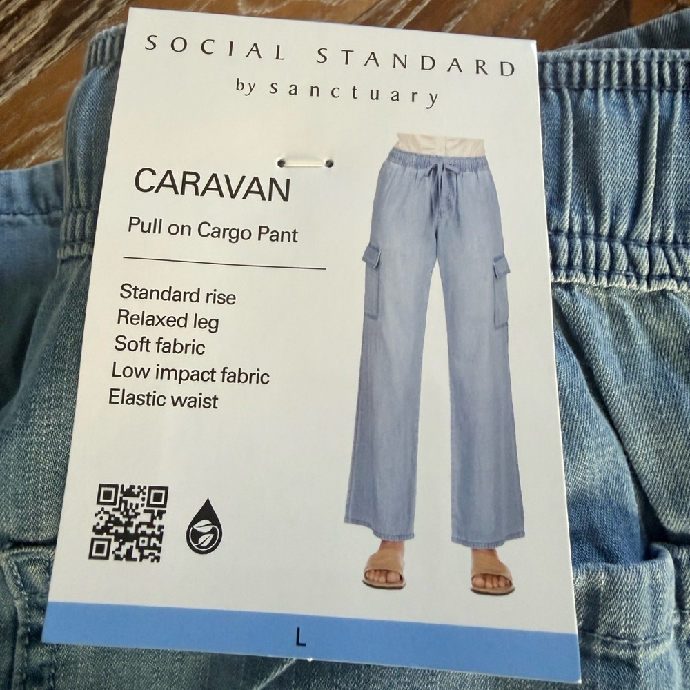 Sanctuary Light Blue Pull-On Cargo Pants large NWTS - Picture 3 of 6